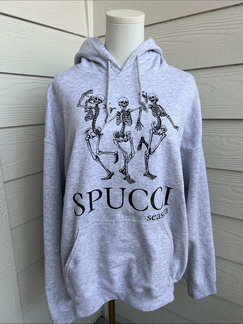 NanaMacs Light Gray “Spucci Season” Printed Hoodie - Large